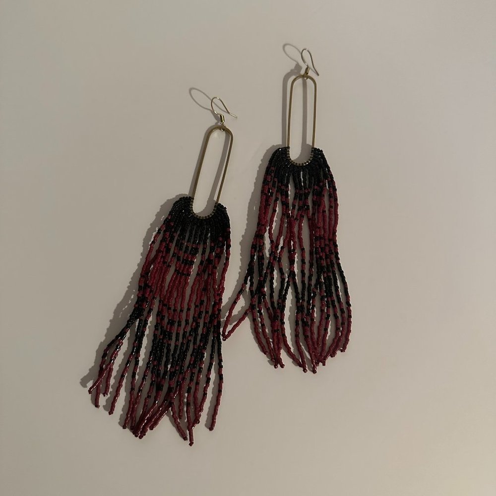 Extra-Long Beaded Statement Earrings - image 2